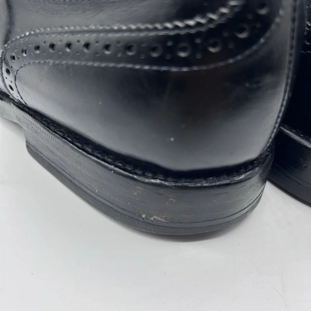 MENS USA ALLEN EDMONDS SANFORD BLACK LEATHER CAP TOE BROGUE‎ OXFORDS SHOES 12 AA